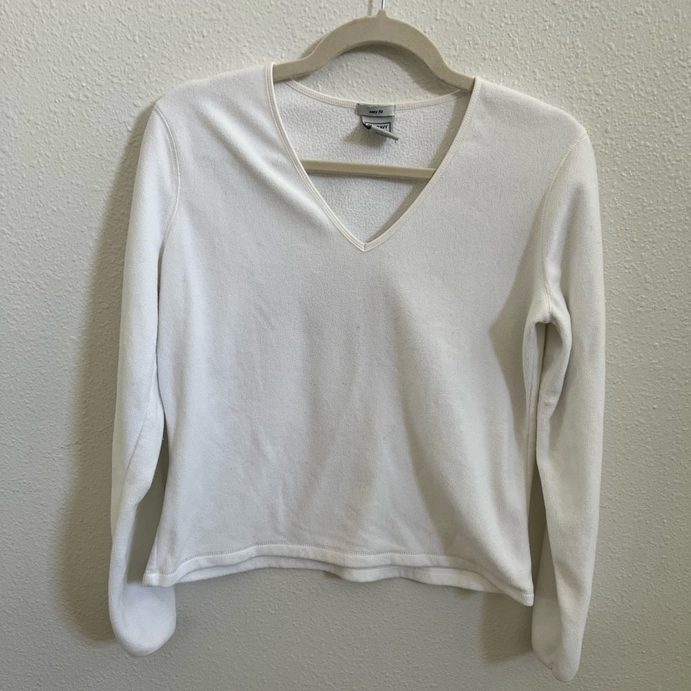Old Navy white fleece sweater v-neck